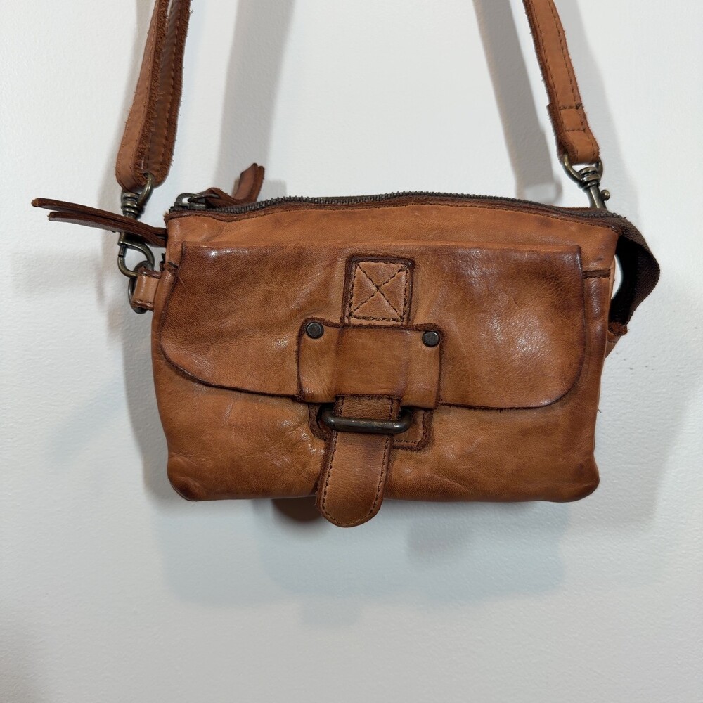 Harbour 2nd Distressed Brown Leather Crossbody Bag‎ Anchor Logo Pouch
